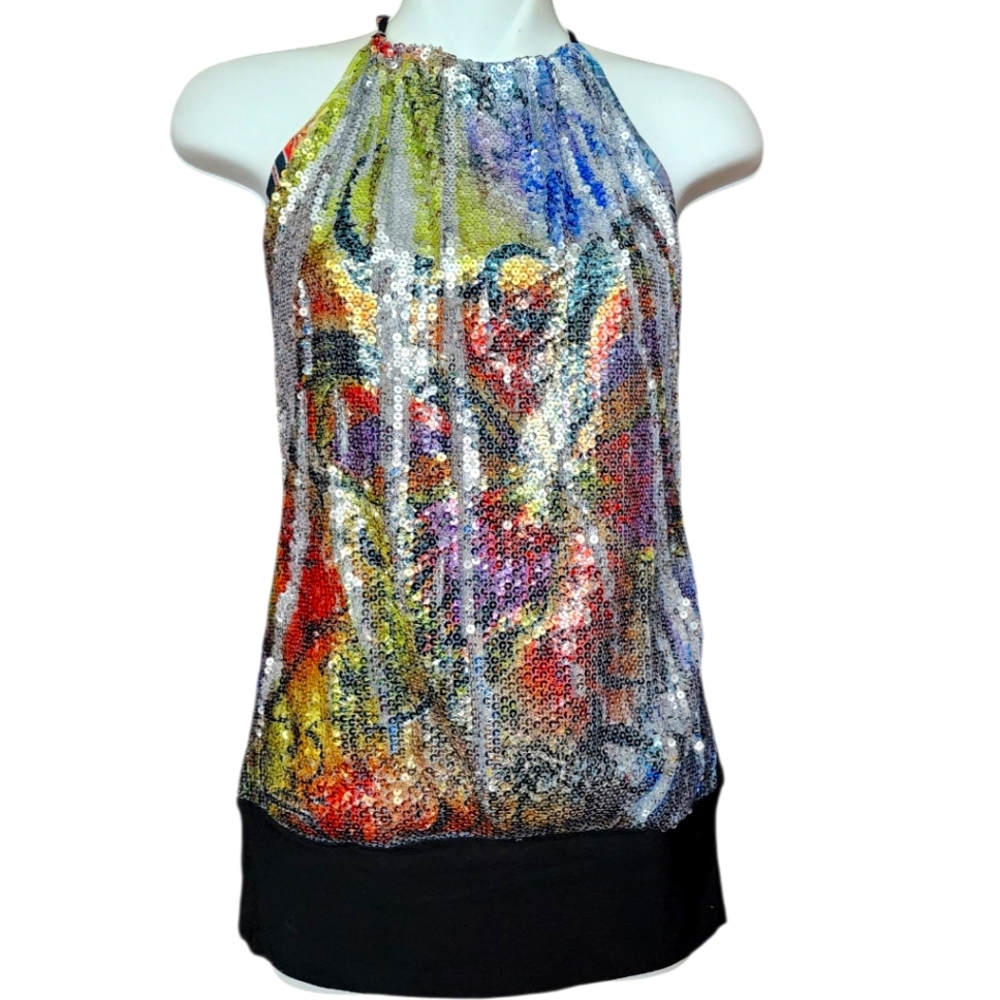 Vintage Body Central Multicolor Sequin Halter Top Good Condition